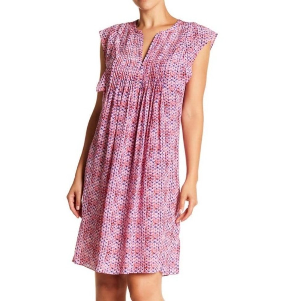 REBECCA TAYLOR| Silk V-Neck Shibori Print Tunic Dress, Size 0